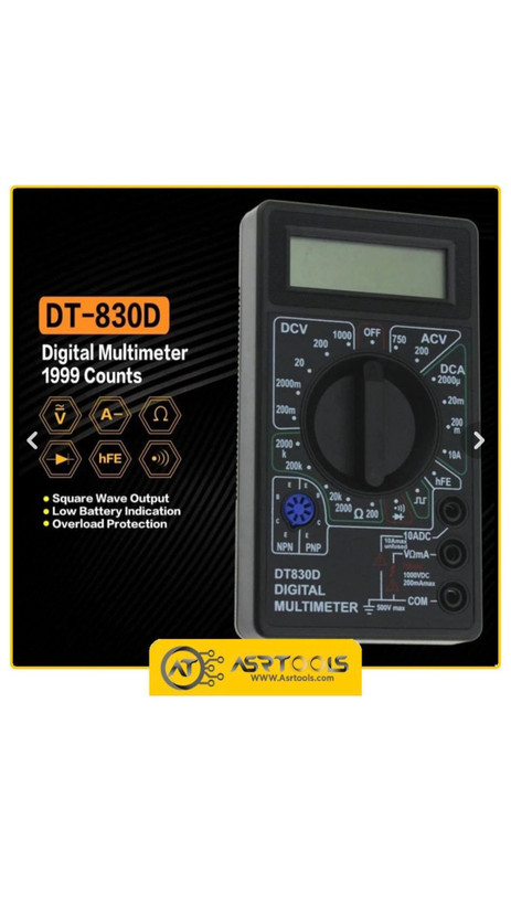 مولتی متر دیجیتال مدل DT830D قاب دار